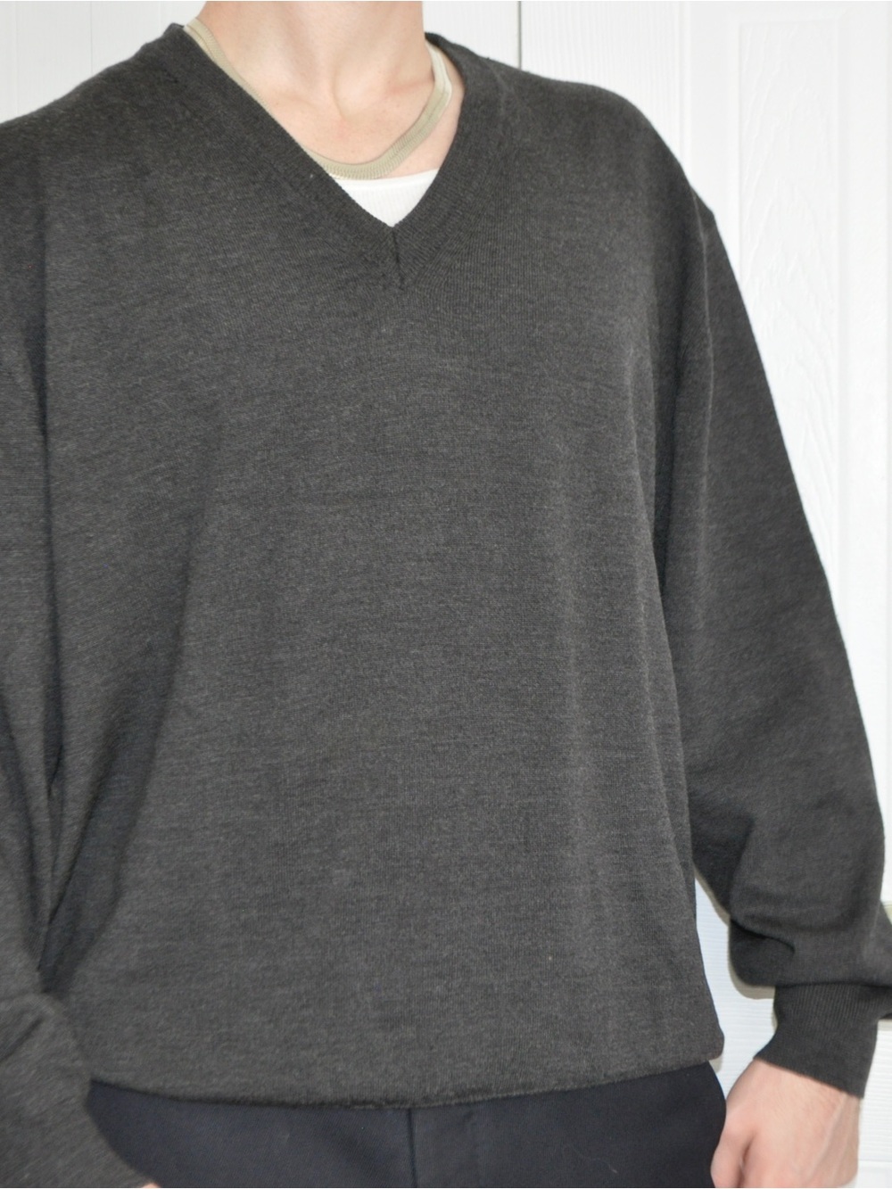 Classic Men's V-Neck Sweater in Charcoal Gray
